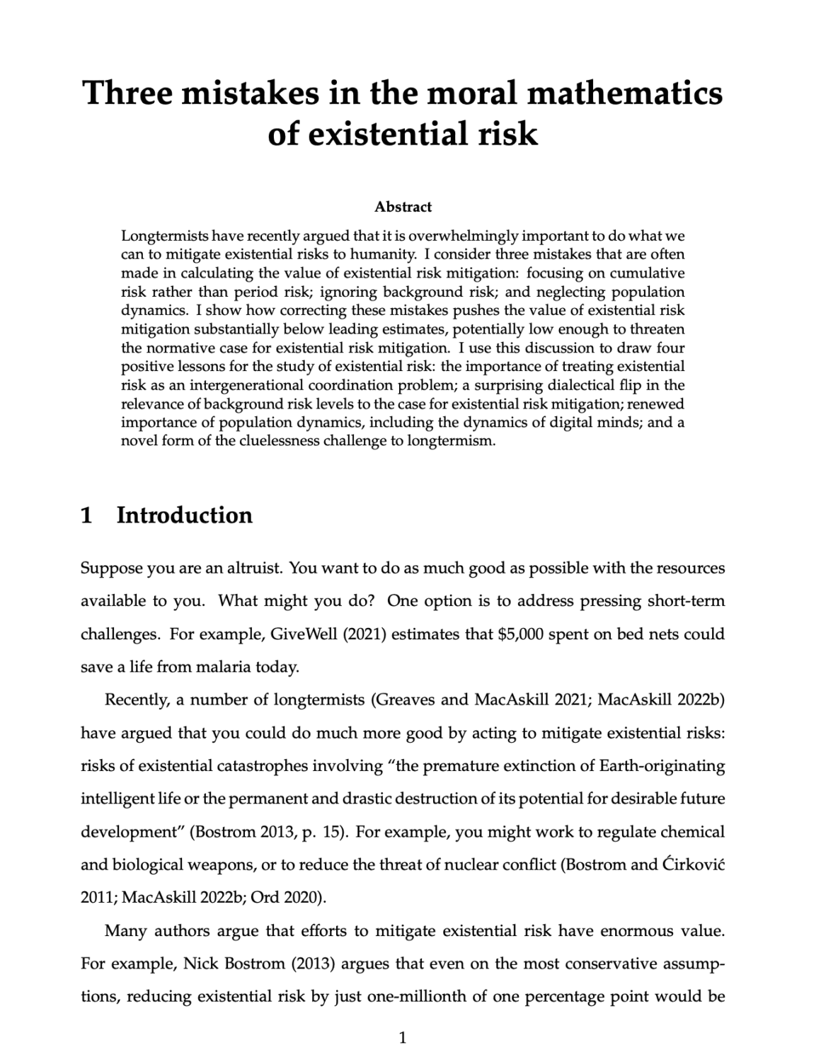 David Thorstad - Three mistakes in the moral mathematics of existential risk cover