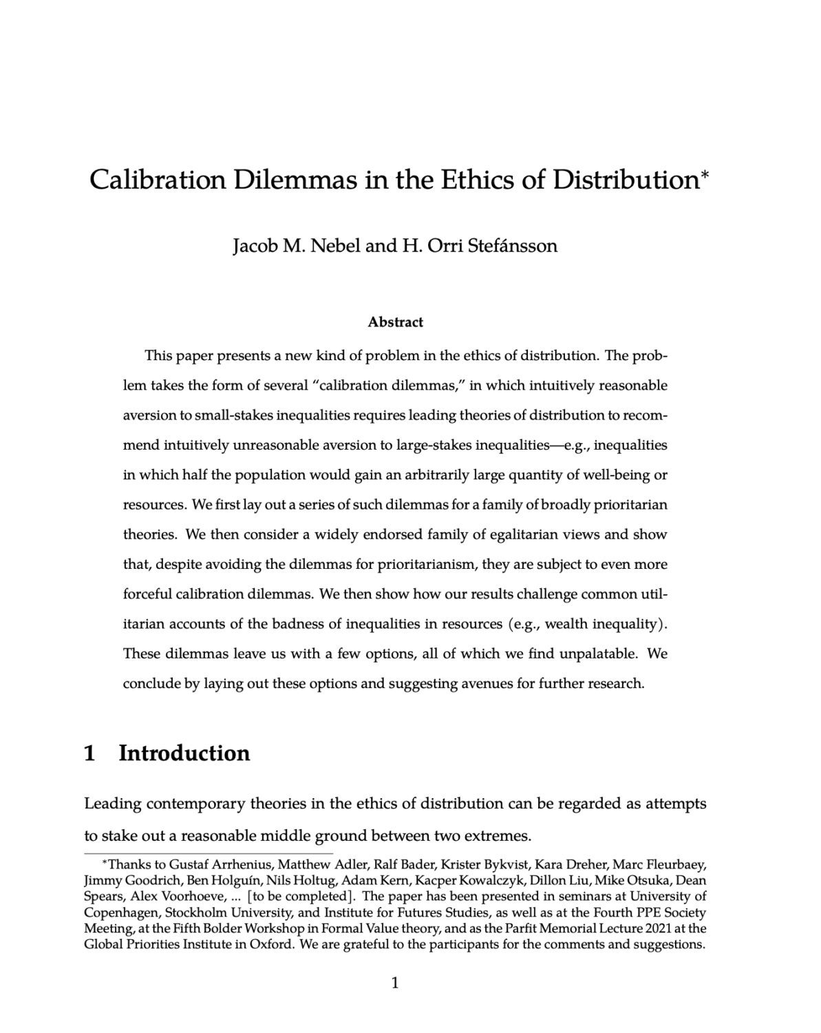 Nebel-Stefansson - Calibration dilemmas in the ethics of distribution cover