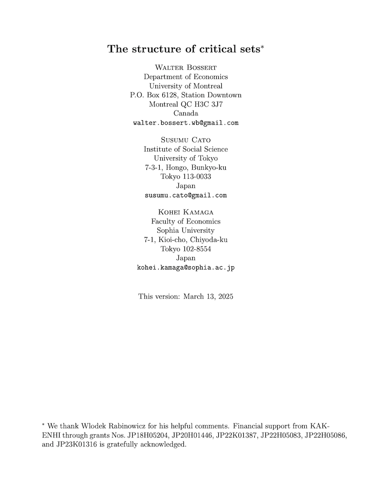 The structure of critical sets cover